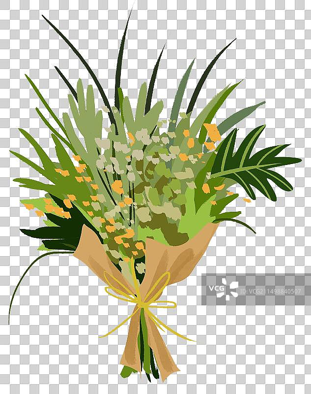 端午节卡通花束一束花艾叶艾草小清新趣味资讯装饰元素素材插画图片素材