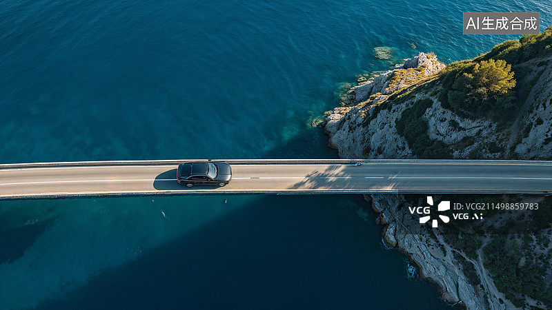 【AI数字艺术】汽车公路航拍图片素材