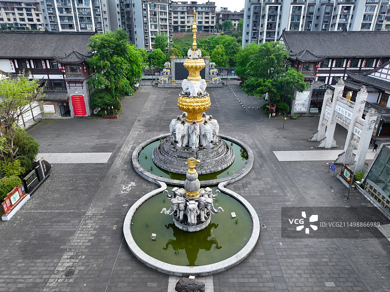 四川省乐山市峨眉山市大佛禅院峨眉象城峨眉山体育馆航拍图片素材