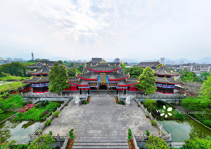 四川省乐山市峨眉山市大佛禅院峨眉象城峨眉山体育馆航拍图片素材