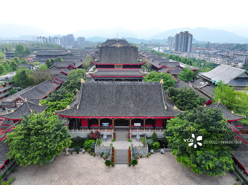 四川省乐山市峨眉山市大佛禅院峨眉象城峨眉山体育馆航拍图片素材