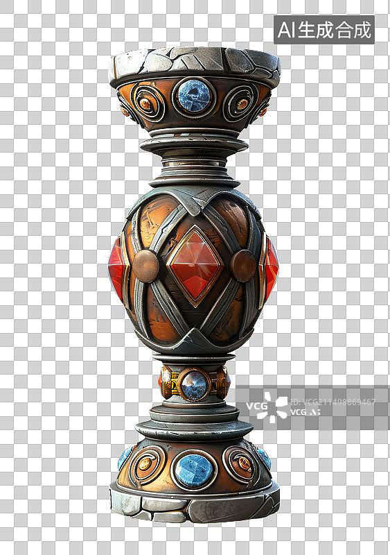 【AI数字艺术】[免抠PNG素材]一个带宝石和金属的神秘的高脚杯图片素材