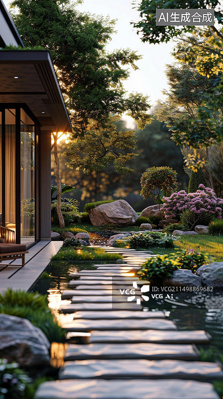 【AI数字艺术】日式庭院设计图片素材