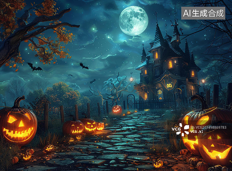 【AI数字艺术】万圣节南瓜屋图片素材