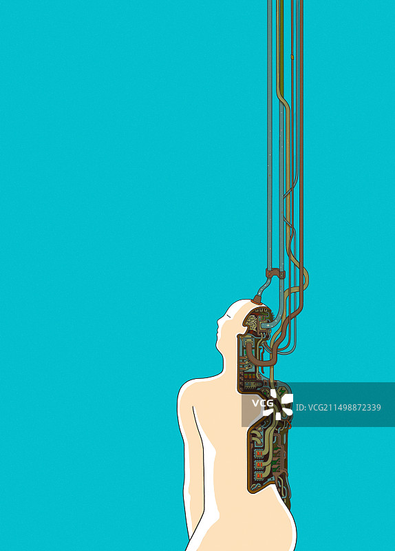 AI智能机器人脑机接口储存到虚拟云端图片素材