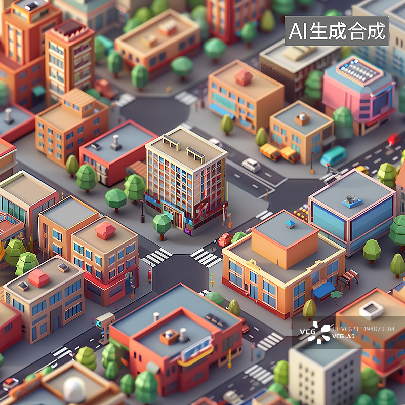 【AI数字艺术】等距城市图片素材