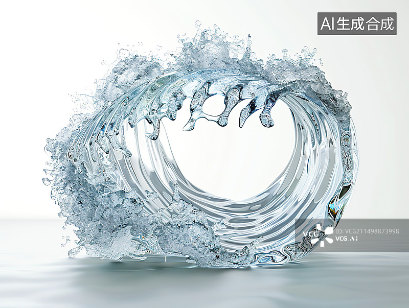 【AI数字艺术】白色背景下的玻璃特写镜头图片素材