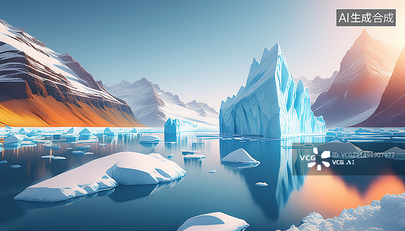 【AI数字艺术】冰川上的浮冰图片素材