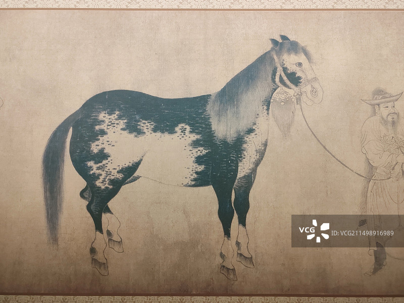 元代宫廷画家周朗《拂朗国贡马图》图片素材