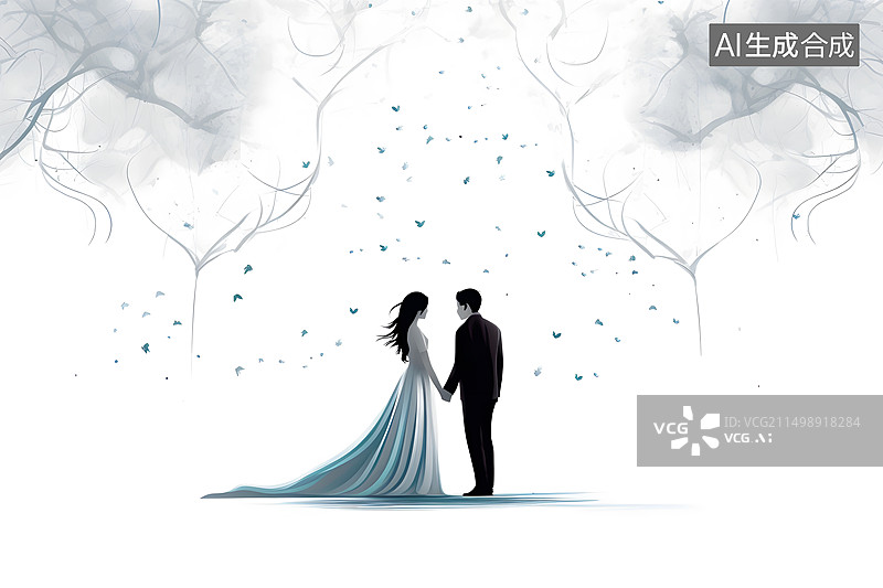 【AI数字艺术】七夕情人节背景插画图片素材