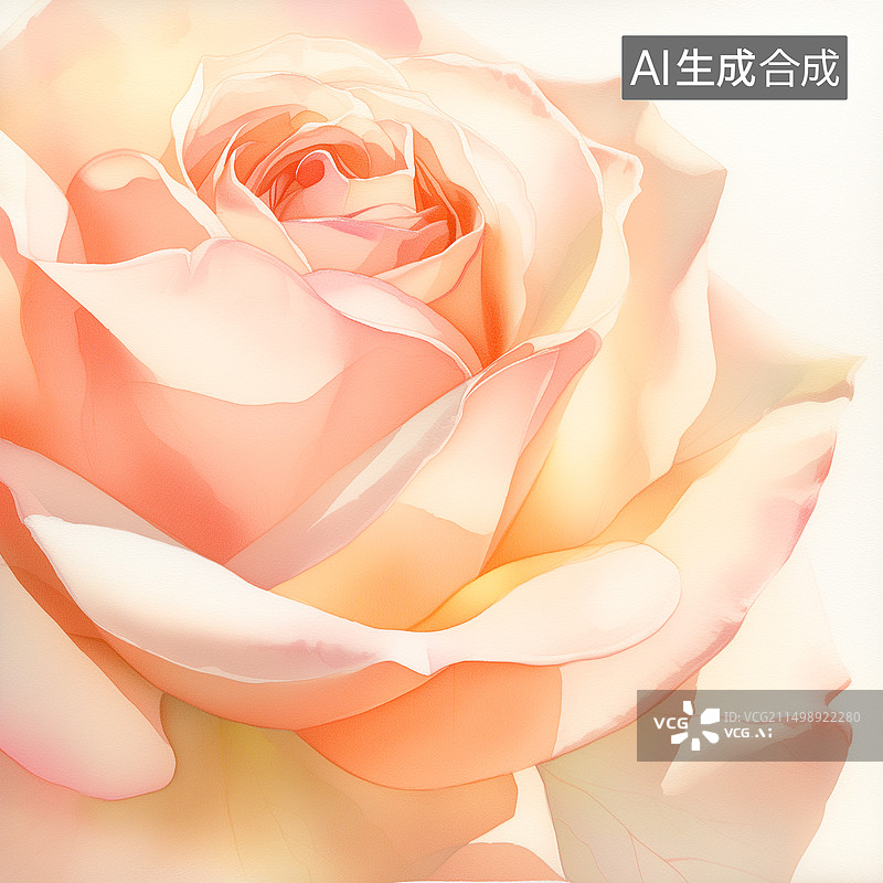 【AI数字艺术】水彩，玫瑰花特写，粉色玫瑰特写图片素材