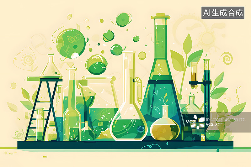【AI数字艺术】科研化学实验背景插画图片素材