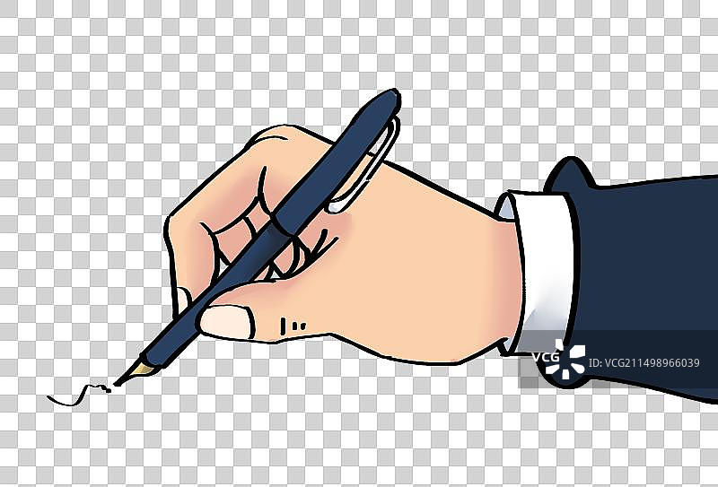 手拿钢笔写字签名手绘元素图片素材