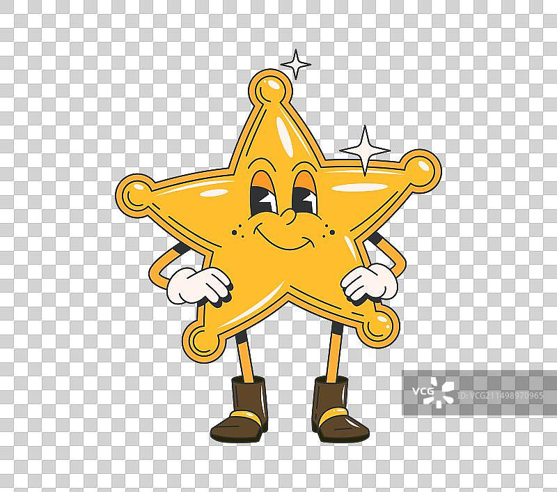 卡通时髦的狂野西部警长之星角色图片素材