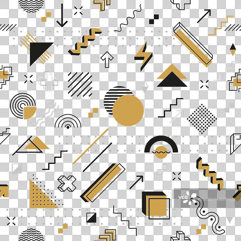 孟菲斯风格时髦抽象无缝图案图片素材