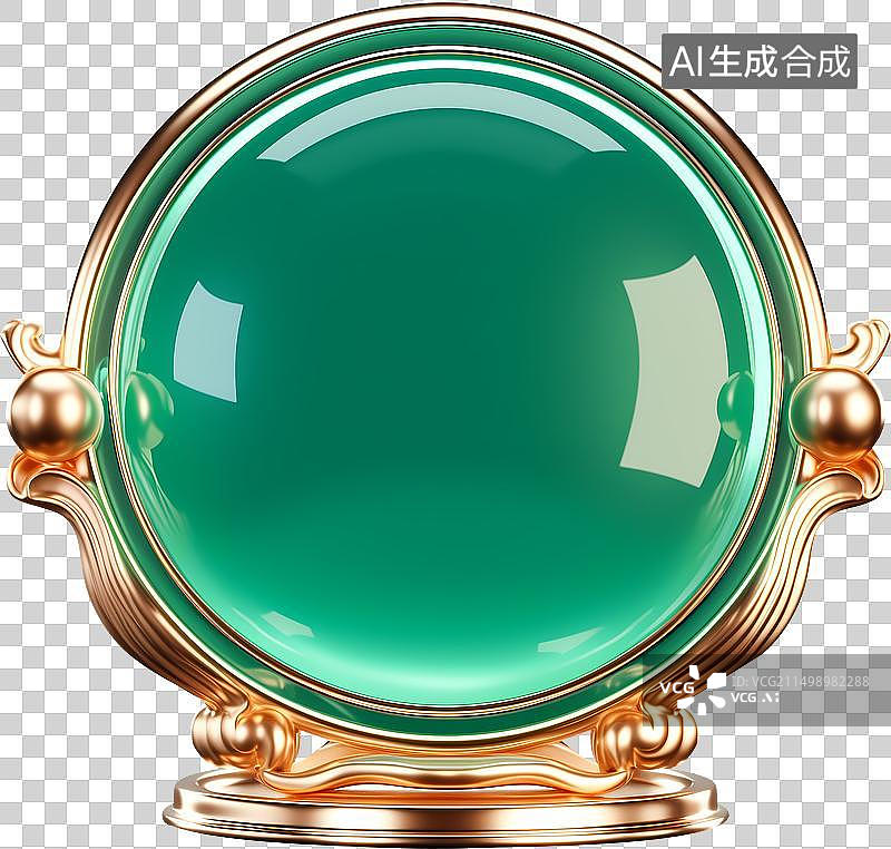 【AI数字艺术】一个圆形摆件玉牌翡翠金镶玉三维元素图片素材