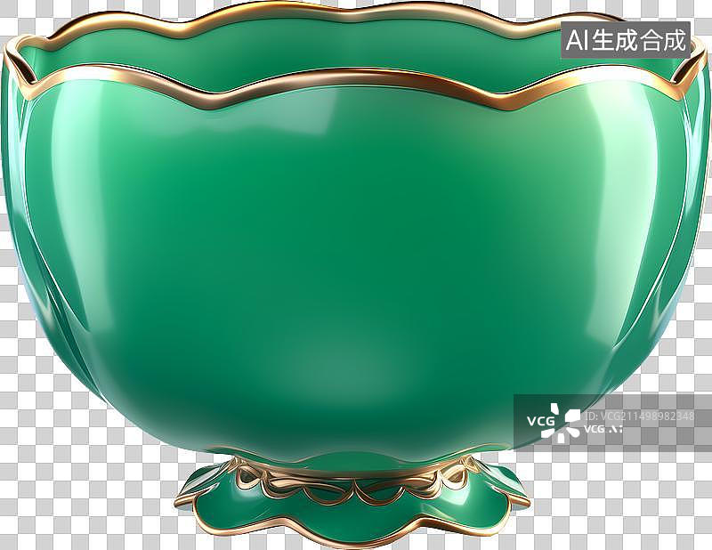 【AI数字艺术】一个碗翡翠金镶玉三维元素图片素材