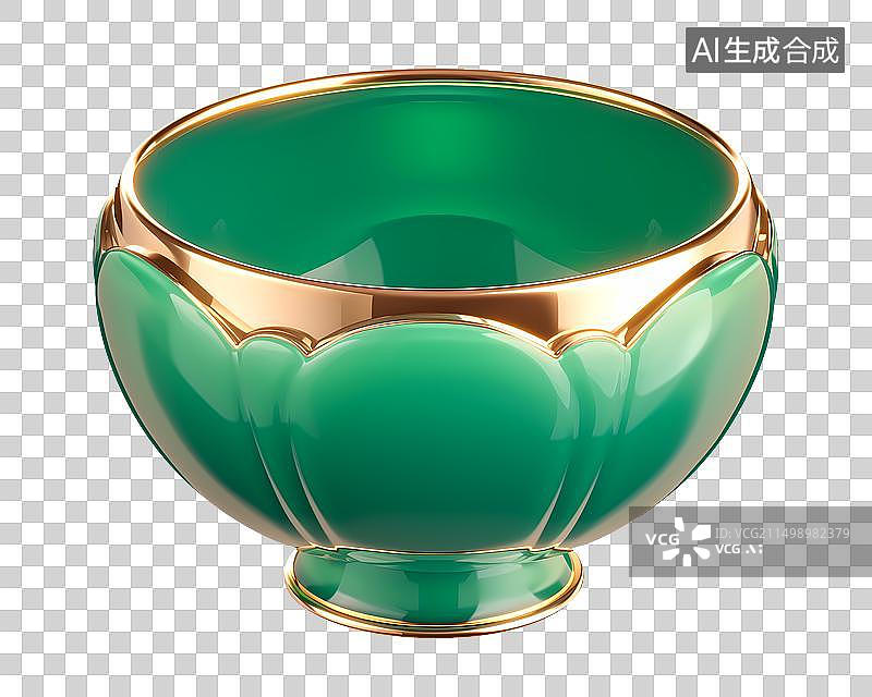 【AI数字艺术】一个碗翡翠金镶玉三维元素图片素材