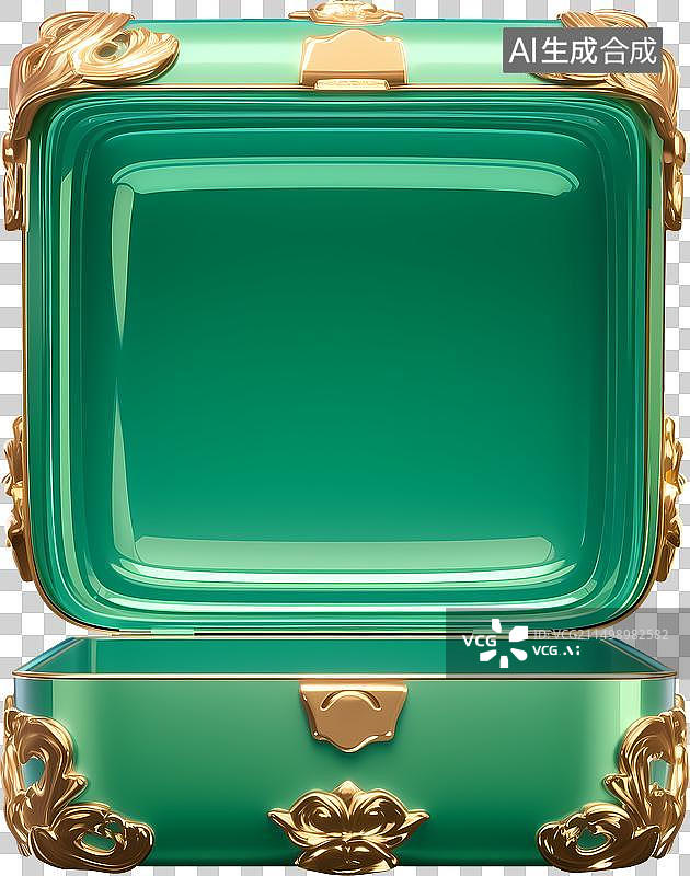 【AI数字艺术】打开的玉盒子翡翠金镶玉三维元素图片素材
