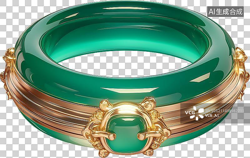 【AI数字艺术】一个玉环玉镯翡翠金镶玉三维元素图片素材