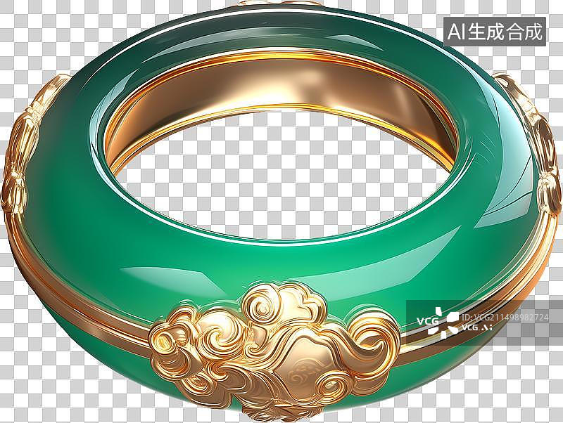 【AI数字艺术】一个玉环玉镯翡翠金镶玉三维元素图片素材