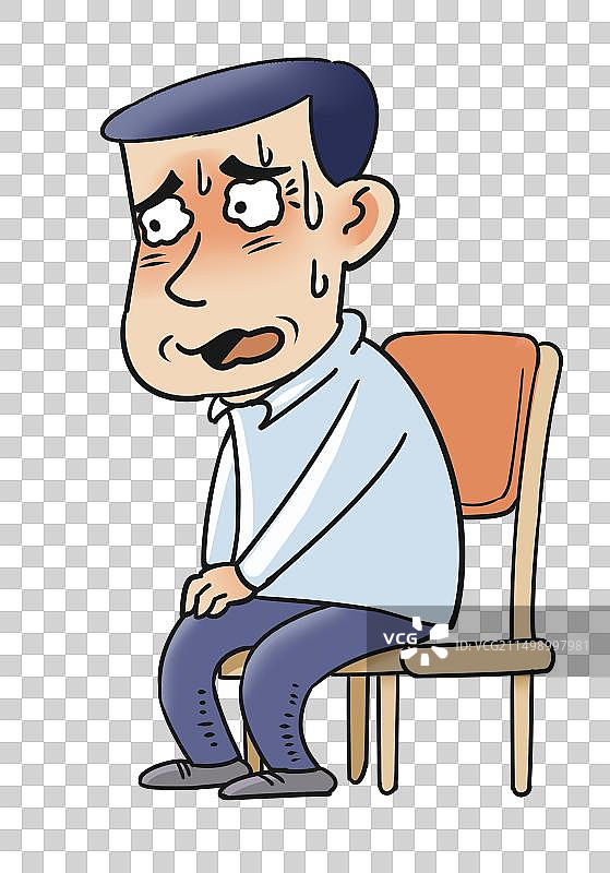 恐惧的中年男人坐在椅子上图片素材