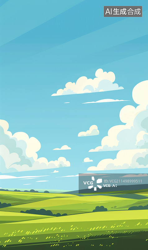 【AI数字艺术】绿色春天户外插画图片素材