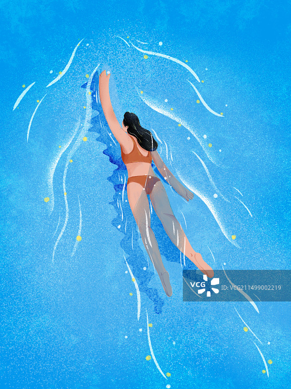 夏日在湛蓝睡眠游泳的女人图片素材