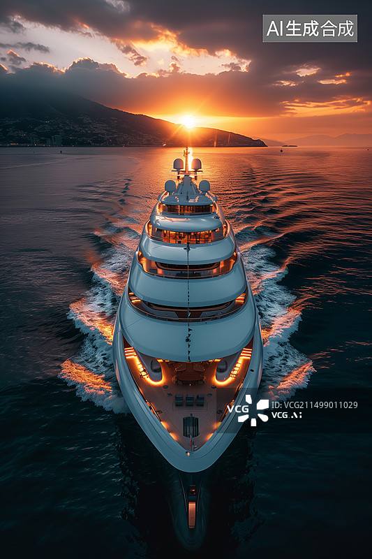 【AI数字艺术】海上的豪华游轮图片素材