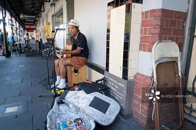西澳大利亚珀斯弗里曼特尔的街头音乐家图片素材