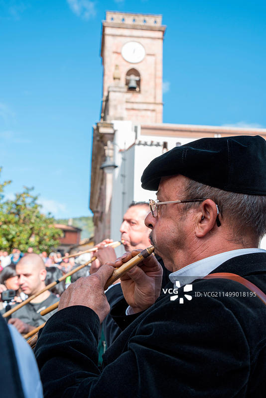 意大利撒丁岛的Launeddas音乐家图片素材