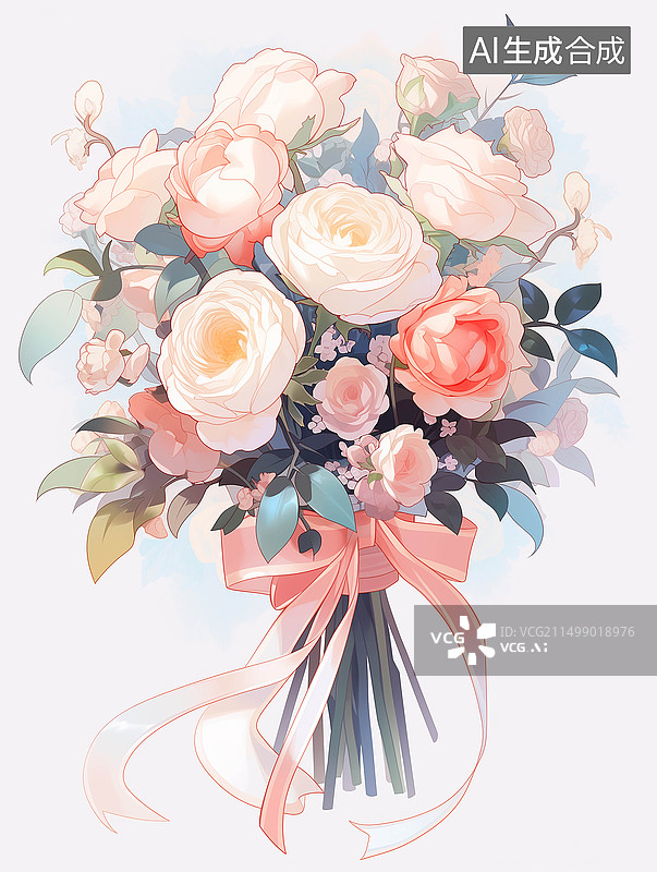 【AI数字艺术】梦幻唯美情人节感恩节玫瑰花花束图片素材