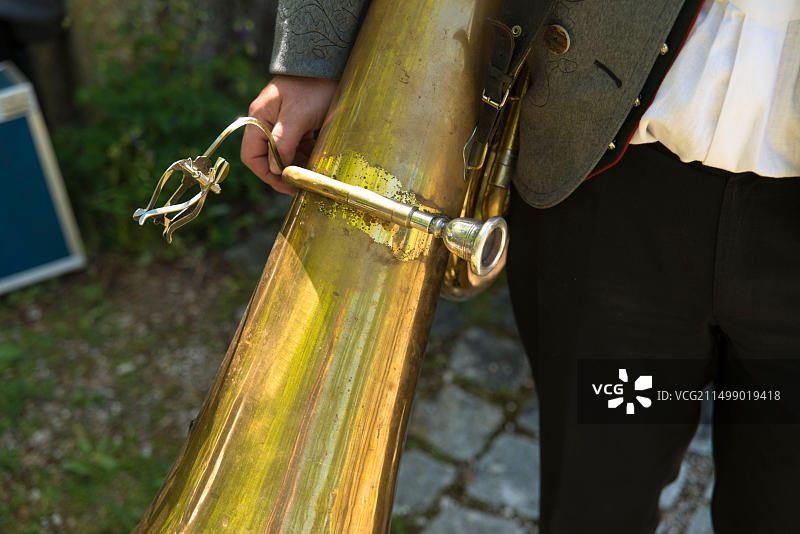 音乐家与低音号，巴伐利亚民间音乐图片素材