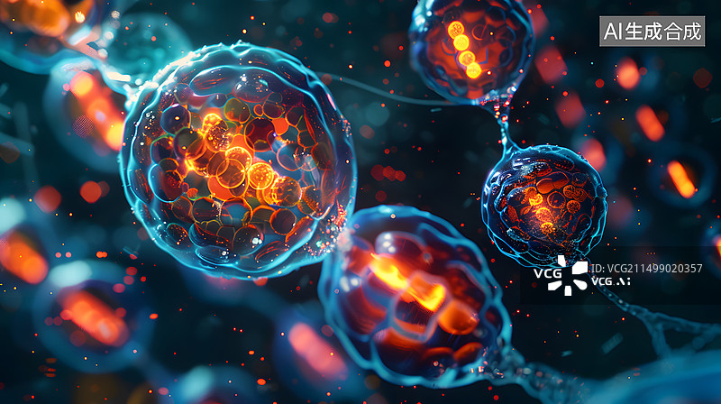【AI数字艺术】细胞生物学可视化三维渲染图片素材