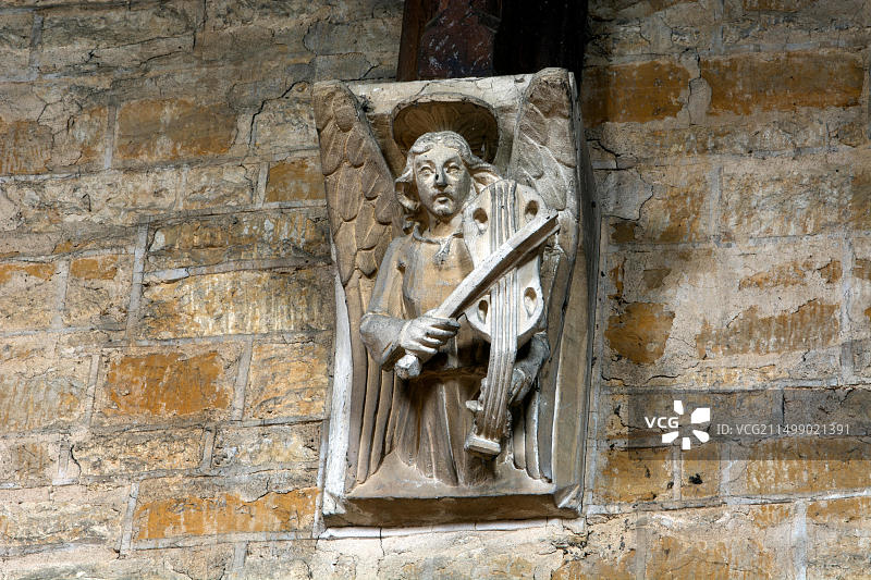 圣博托夫教堂的雕刻天使，英国北安普敦郡图片素材