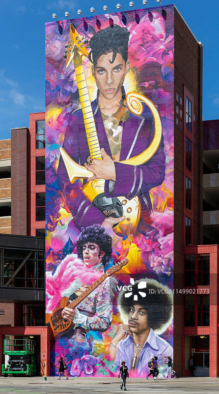 美国歌手Prince的大型壁画，位于明尼苏达州明尼阿波利斯市中心图片素材