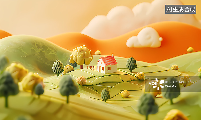 【AI数字艺术】秋季,收获,卡通,农业,场景图片素材