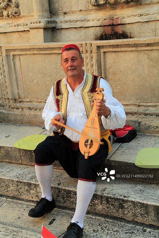 克罗地亚杜布罗夫尼克：传统音乐家图片素材