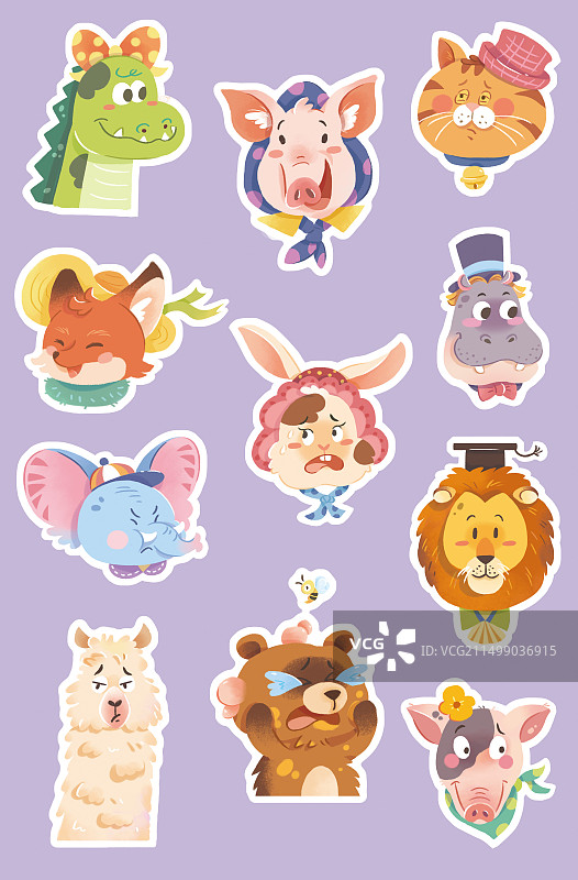 可爱扁平动物头像图片素材