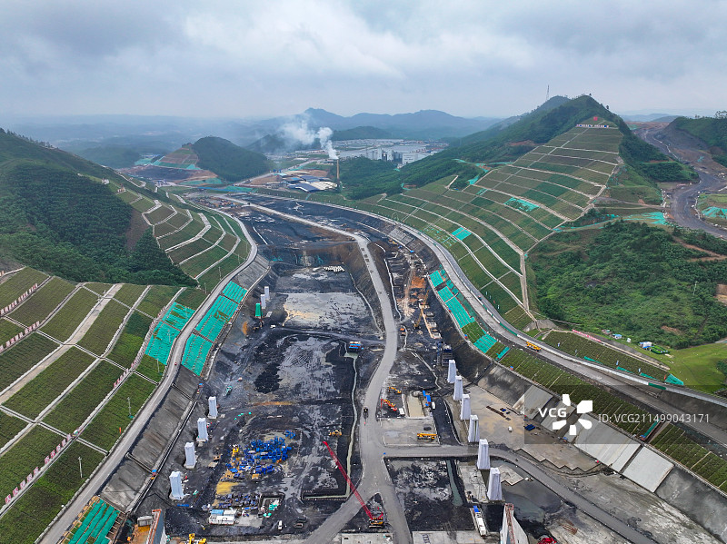 广西平陆运河马道枢纽船闸工程施工图片素材