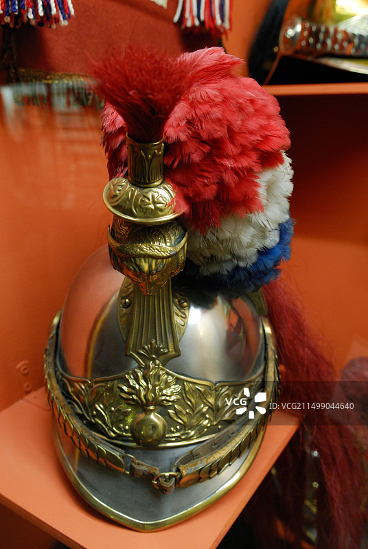 19世纪末法国士兵音乐家头盔贝尔福城堡历史博物馆法国贝尔福地区图片素材