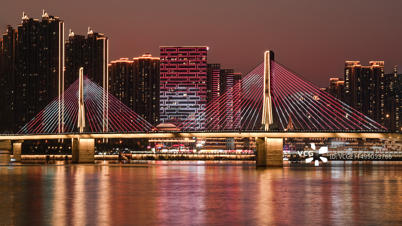 夕阳下的银盆岭大桥图片素材