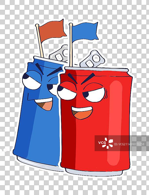 红蓝易拉罐饮料瓶子图片素材