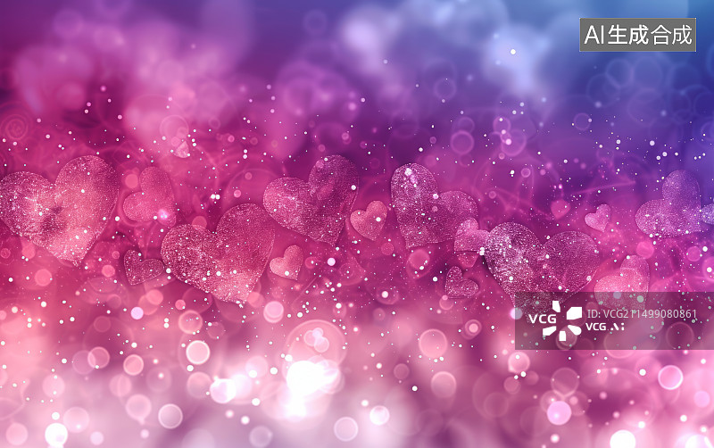 【AI数字艺术】很多颗紫色的心组成的情人节主题背景图片素材