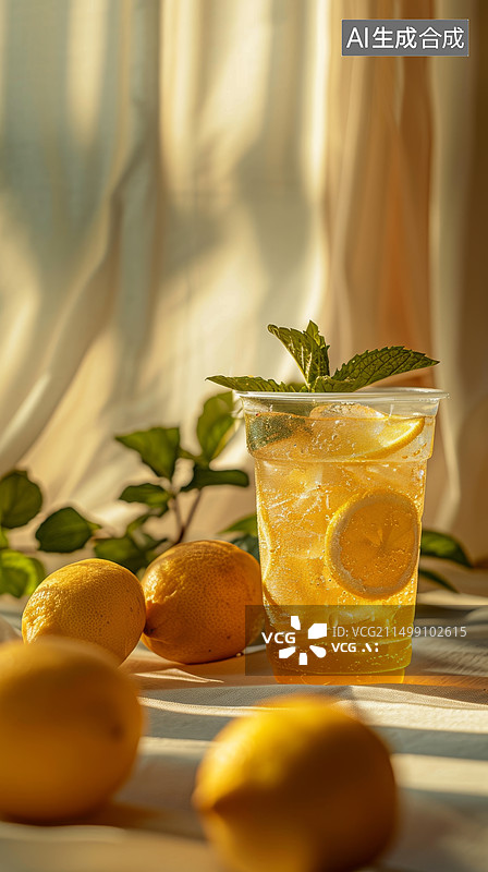 【AI数字艺术】房间里的一杯柠檬茶图片素材