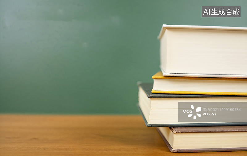 【AI数字艺术】教师书本黑板堆叠图片素材