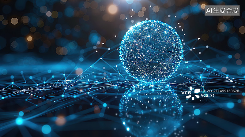 【AI数字艺术】科技感蓝色星球地球图片素材