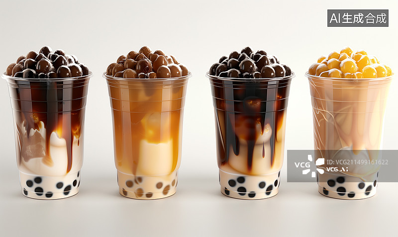 【AI数字艺术】几杯珍珠奶茶图片素材