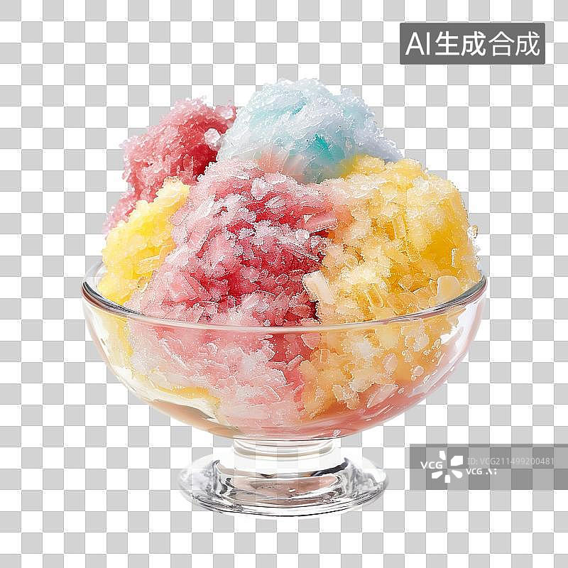 【AI数字艺术】夏季清凉彩色刨冰PNG装饰元素图片素材