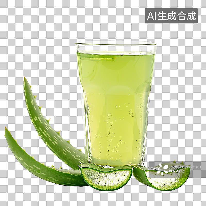 【AI数字艺术】健康芦荟果汁PNG免抠元素图片素材